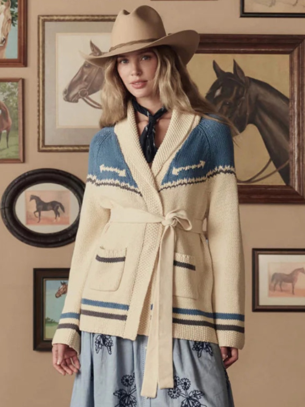 The Western Riding Cardigan Sweater ~ Robin Blue